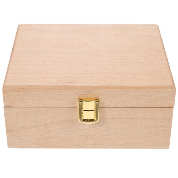 WHAMVOX 1Pcs Decorative Jewelry Box Rectangular Shape Khaki Wooden 7.47X6.29X3.34in