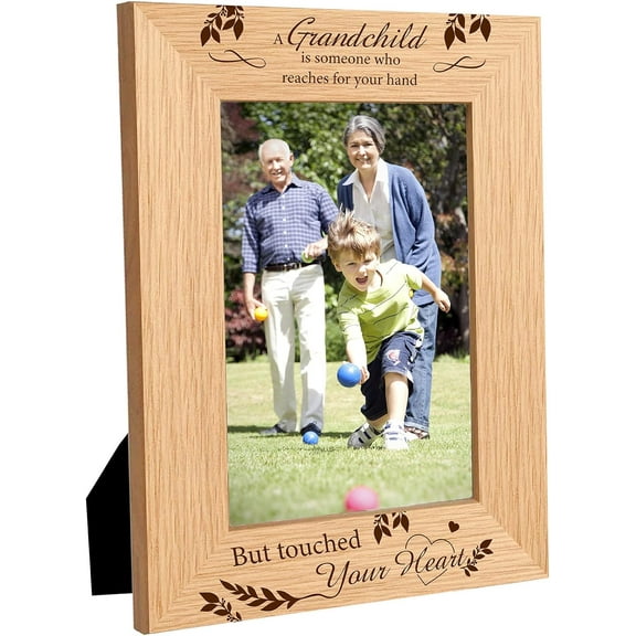 1pc Wood Photo Frames for Tabletop Display Photo Frame Rectangle with Word Leaf Pattern 152x102mm