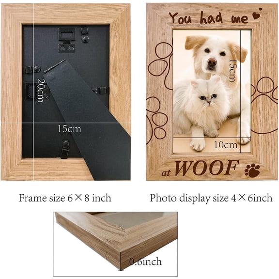 1pc Wood Photo Frames for Tabletop Display Photo Frame Rectangle with Word Paw Print 152x102mm