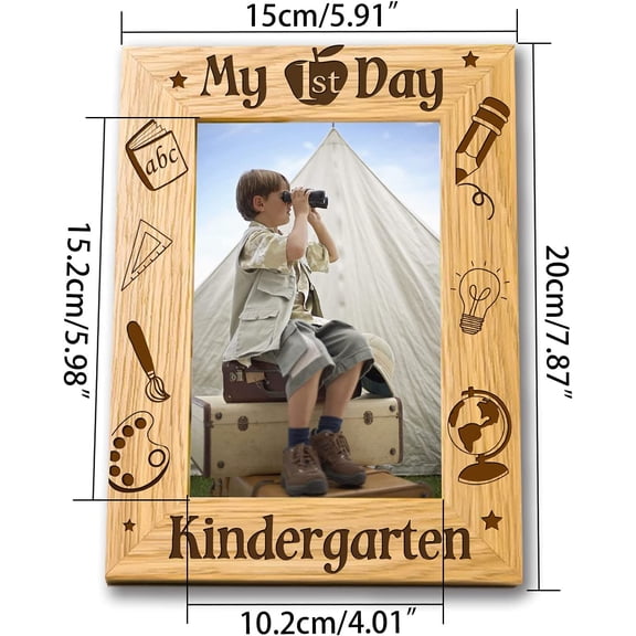 1pc Wood Photo Frames for Tabletop Display Photo Frame Rectangle with Word Saddle Brown 200x150mm