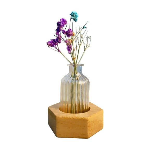 1pc Wood Wall Plant Propagation Station, Wall Vases Planters for Indoor Flowers, Hydroponics Plants Glass Tubes Suitable for Home Car Decor, Birthday Gifts