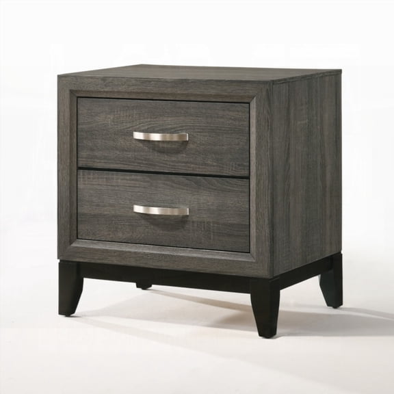 1pc Wooden Bedroom Furniture - 2-Drawer Gray Finish Nightstand