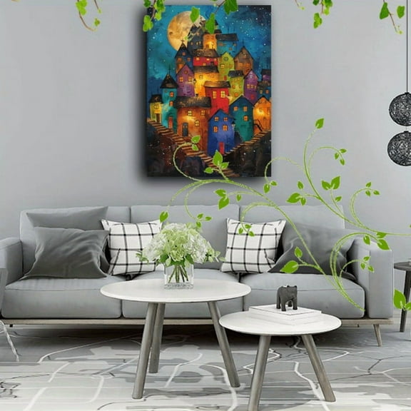 1pc Wooden Framed Canvas Painting - Eiffel Tower & Parisian Balcony with Pink Flowers, Vintage French Wall Art, Ready to Hang Home Decor for Bedroom, Living Room