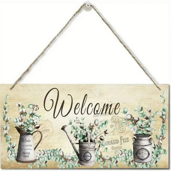 1pc Wooden Hanging Garden Sign "Welcome to My Garden" - Home Decoration Plaque - 7.9 x 3.9 inches - Wall Decor Art