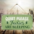 thumbnail image 1 of 1pc Wooden Hanging Sign "Quiet Please Fairies Are Sleeping" - Home Garden Room Decoration Plaque - 7.9 x 3.9 inches - Wall Decor, 1 of 6