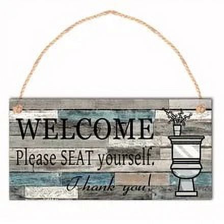 1pc Wooden Hanging Sign "Welcome Please Seat Yourself" - Home Garden Room Decoration Plaque Wall Art - 7.9 x 3.9 inches - Wall Decor