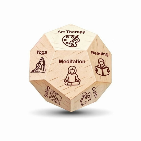 1pc Wooden Meditation Decision Dice, 12-Sided Wellness Tool for Stress Relief, Self-Care Gift for Men & Women, Ideal for Birthday, Anniversary, Date Night, Christmas, New Year, Valentine's