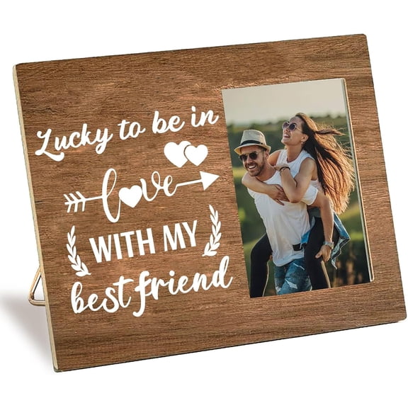 1pc Wooden Photo Frame 4 x 6 Standing Wall Mounted Vintage Decor Picture Frames with Lovers Photos Tabletop Display for Valentine's Day Christmas Colorful