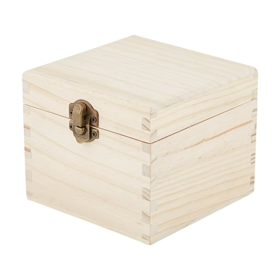 1pc Wooden Storage Box with Lock 9 Lattices Original Color Square Wooden Storage Box for Gifts Decoration DIY Painting