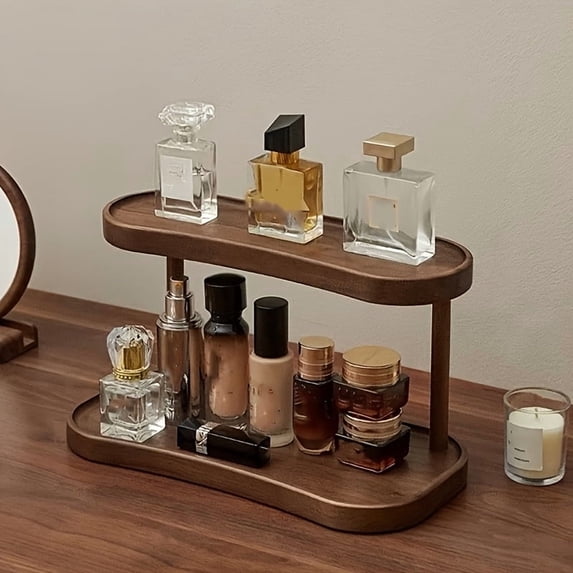 1pc Wooden Storage Shelf for Bathroom, Entryway, Office & Living Room – Perfect Organizer for Perfumes, Cosmetics, and Cups, Utility Racks
