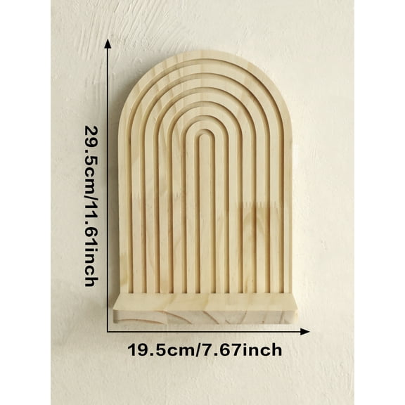 1pc Wooden Wall Shelves Boho Rustic Arch Floating Wall Mounted Shelf Plants Holder Vase Display Stand Home Decor Storage Rack