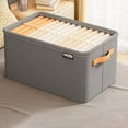 thumbnail image 1 of 1pc No Woven Wardrobe Box, Closet Organizers And Storage, Large Clothes Bin with Handle Foldable Sweater Box, Closet Drawer Divider for Blanket Jean Sweather T-Shirt Underwear, Gray, 18.9×11×10In, 1 of 4