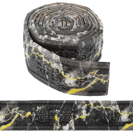 1pc XPE Foam 3D Self-Adhesive Waterproof Wallpaper Border Flower Lines Skirting Stickers Wall Trim for Living Room Home Office Hotel Decoration Black 60x5mm 2.3m/pc
