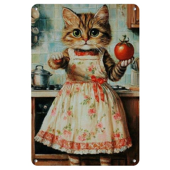 1pc YNLLOOFC Vintage Dancing Cat Metal Tin Sign - Rustic Wall Art for Kitchen, Restaurant, Cafe, Home Decor - Multifunctional Iron Plaque, Easy Wall Mount, No Power Needed