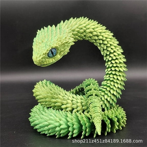 1pc Yellow Green Size: 30 Cm 3D Printed Year Of The Snake Figurine Snake Egg Set With Joints, Animal Model, Simulated Small Snake