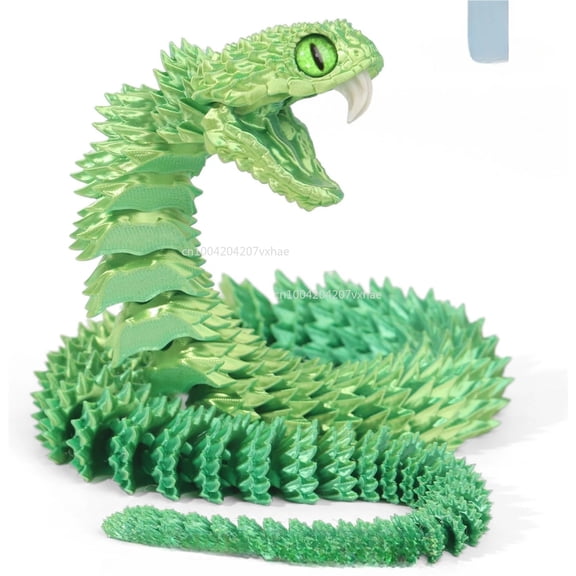 1pc Yellow green 3D Printed Snake Teeth Retractable Figurines Animal Model Fidget Desktop Snake Collectibles Home Desk Decor