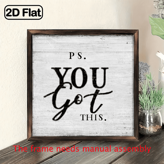 1pc You Got This Motivational Wooden Sign - Rustic Desk Decor or Wall Art with Black Lettering, Vintage Office Decoration for Home, Classroom, Gym, Encouragement Gift Idea, 8*8in
