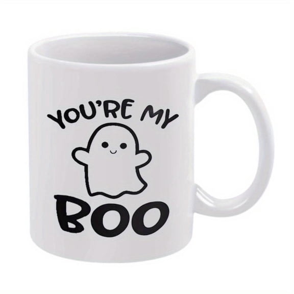 1pc You re My Boo Humorous Ceramic Mug 11oz Cute Cartoon Ghost Design Coffee Beverages Ideal Birthday or Holiday Drinkware Playful Design Durable Drinkware