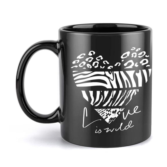 1pc Zebra 11oz Ceramic Coffee Mug with Love is Wild Design Stylish Black White Zebra Print Friends Family Ideal All Seasons Coffee Bar Accessories