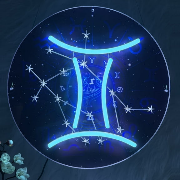 1pc The Zodiac Horoscope Neon Sign, Gemini LED Neon Signs For Wall Decor, Astrology Zodiac Horoscope Neon Lights, Birthday Gift, Home Kids Room Decor Gemini