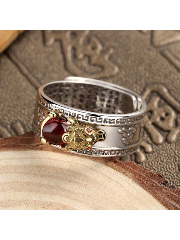 1pc adjustable lucky cloud pattern ring, retro hip-hop style open fingerprint ring,Silver color