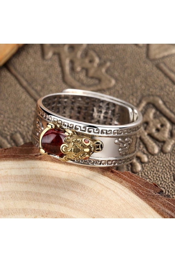 1pc adjustable lucky cloud pattern ring, retro hip-hop style open fingerprint ring,Silver color