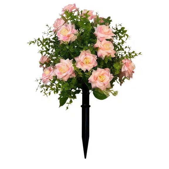 1pc, artificial flower rose flower ground insert with ground nails garden decoration outdoor artificial flower decoration simulated green plants