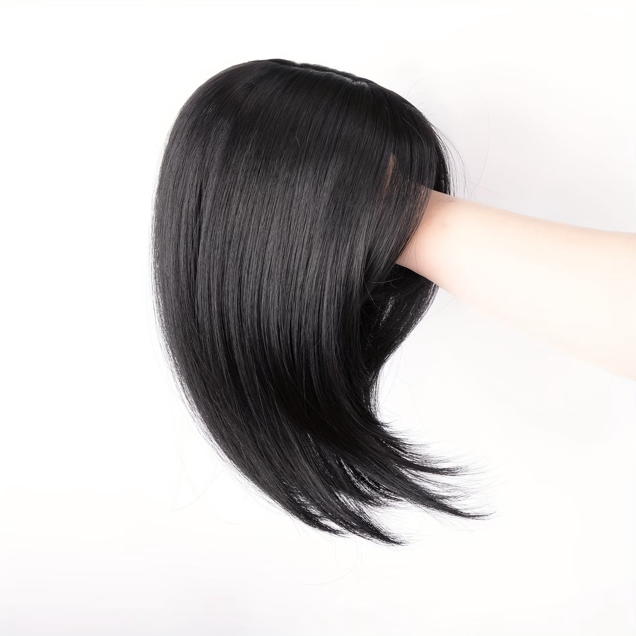 1pc, black 12-inch hair straightening piece for women, with 3 clips, synthetic hair piece, suitable for thin hair, including bangs - perfect choice for Mother's Day