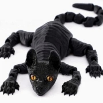 1pc black 30cm 3D Printed Sphynx Cat figurine, movable craft item
