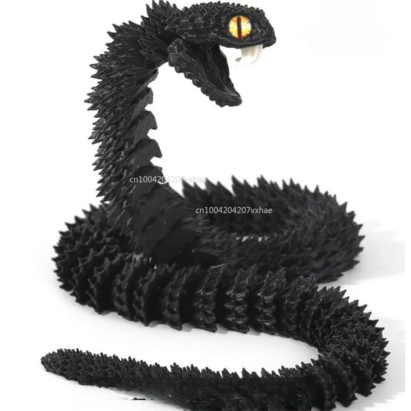 1pc black 3D Printed Snake Teeth Retractable Figurines Animal Model Fidget Desktop Snake Collectibles Home Desk Decor