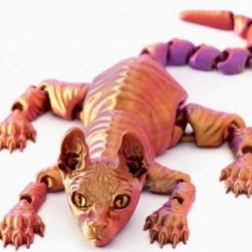 1pc brown 30cm 3D Printed Sphynx Cat figurine, movable craft item