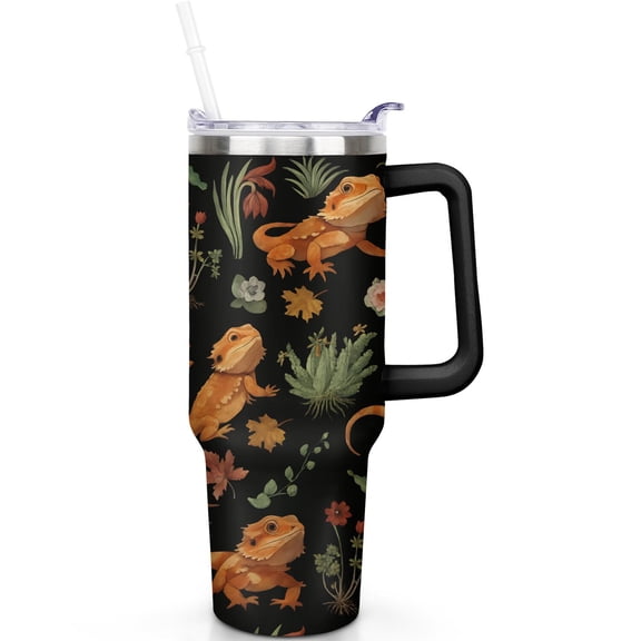 1pc chameleon 40oz Tumbler with Straw & Handle - Insulated Stainless Steel Cup | Holiday Gift for Man Women (Christmas, Valentine's, Birthday)