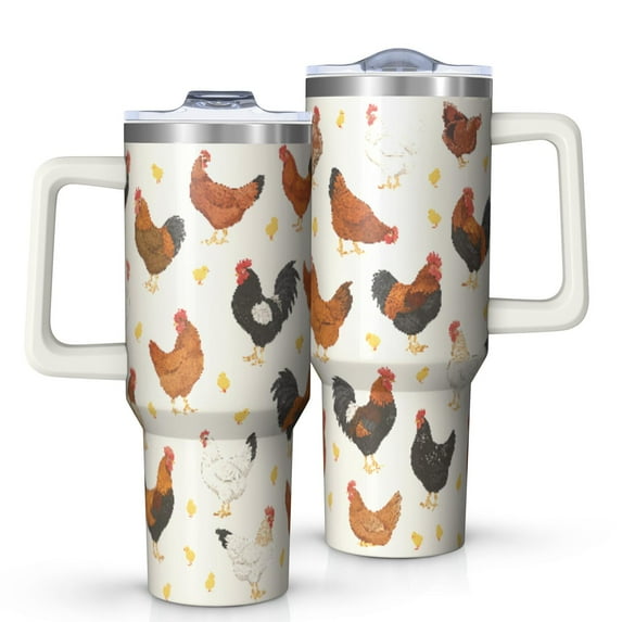 1pc chicken 40oz Tumbler with Straw & Handle - Insulated Stainless Steel Cup | Holiday Gift for Man Women (Christmas, Valentine's, Birthday)