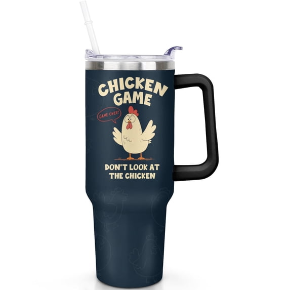 1pc chicken 40oz Tumbler with Straw & Handle - Insulated Stainless Steel Cup | Holiday Gift for Man Women (Christmas, Valentine's, Birthday)