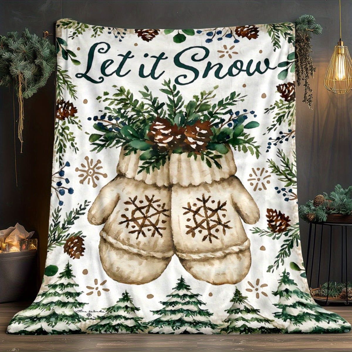 1pc christmas theme Used for Sofa, Bedroom, Living Room, Bed, Couch, Chair Soft and Warm Blanket Lightweight Flannel, Adult Gifts for Family or Friends, Camp, Travel Flannel Fabric Printing Blankets