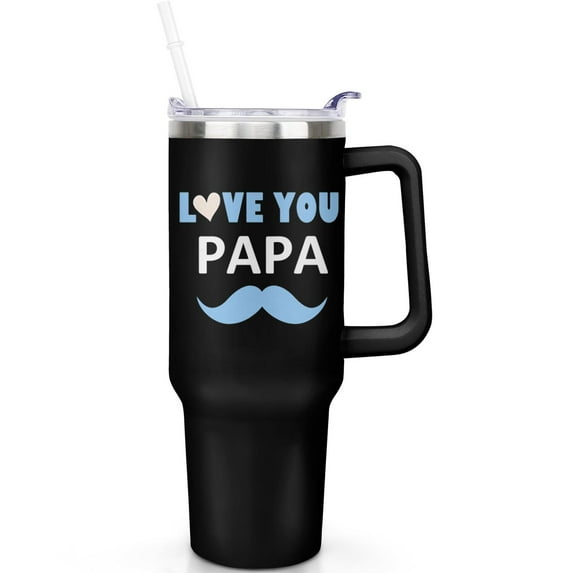 1pc dad 40oz Tumbler with Straw & Handle - Insulated Stainless Steel Cup | Holiday Gift for Man Women (Christmas, Valentine's, Birthday)
