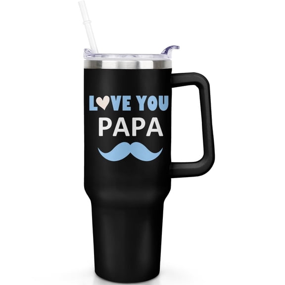 1pc dad 40oz Tumbler with Straw & Handle - Insulated Stainless Steel Cup | Holiday Gift for Man Women (Christmas, Valentine's, Birthday)