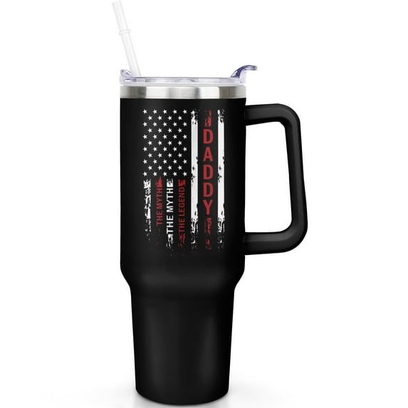 1pc dad 40oz Tumbler with Straw & Handle - Insulated Stainless Steel Cup | Holiday Gift for Man Women (Christmas, Valentine's, Birthday)
