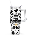 thumbnail image 1 of 1pc dairy cow 40oz Tumbler with Straw & Handle - Insulated Stainless Steel Cup | Holiday Gift for Man Women (Christmas, Valentine's, Birthday), 1 of 5