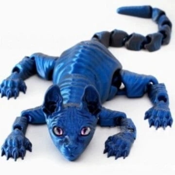 1pc deep blue 22cm 3D Printed Sphynx Cat figurine, movable craft item