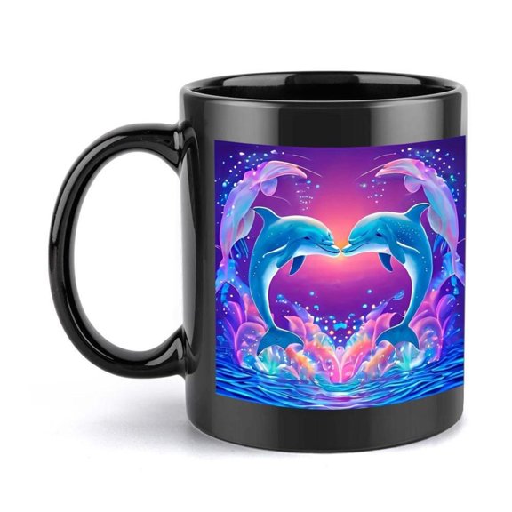 1pc dolphins heart Mug 11 Ounce Holiday Birthday Christmas Summer Best Christmas