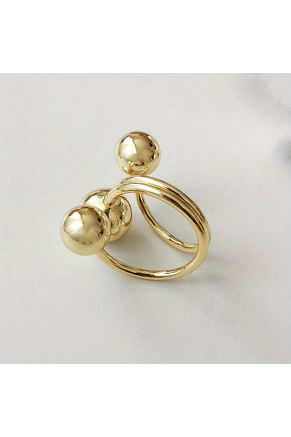 1pc exaggerated gold and silver three ball opening ring for men,Gold