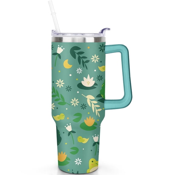 1pc frog 40oz Tumbler with Straw & Handle - Insulated Stainless Steel Cup | Holiday Gift for Man Women (Christmas, Valentine's, Birthday)