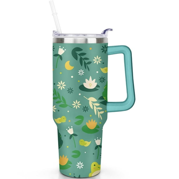 1pc frog 40oz Tumbler with Straw & Handle - Insulated Stainless Steel Cup | Holiday Gift for Man Women (Christmas, Valentine's, Birthday)