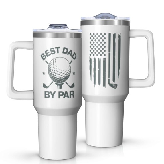 1pc golf 40oz Tumbler with Straw & Handle - Insulated Stainless Steel Cup | Holiday Gift for Man Women (Christmas, Valentine's, Birthday)