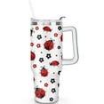 thumbnail image 1 of 1pc ladybug 40oz Tumbler with Straw & Handle - Insulated Stainless Steel Cup | Holiday Gift for Man Women (Christmas, Valentine's, Birthday), 1 of 5