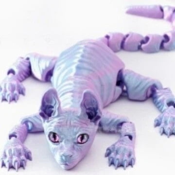 1pc light purple 22cm 3D Printed Sphynx Cat figurine, movable craft item