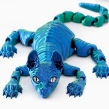 1pc lightblue 30cm 3D Printed Sphynx Cat figurine, movable craft item