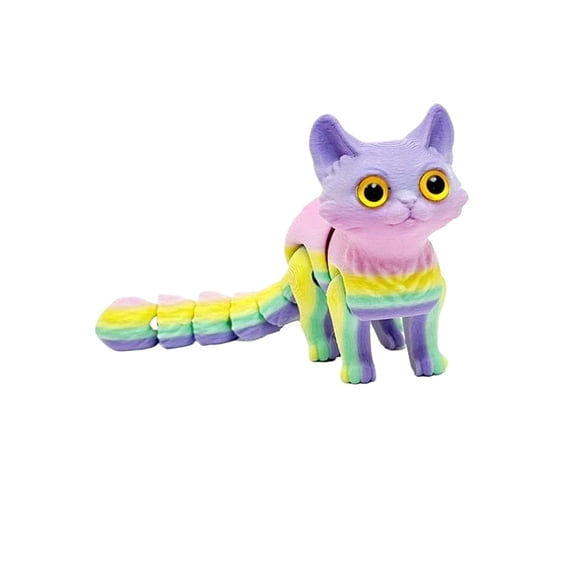 1pc matte 3D Printed Cats Movable Joint Fidget Stress Relief Decompression Desktop Ornament Figure