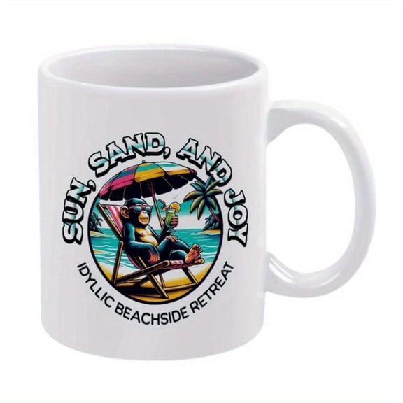 1pc monkey beach umbrella funny mug 11oz ceramic cup coffee cup decorative cup ideal birthday and holiday very suitable office family life party wedding lLabour Day Office Mug Part
